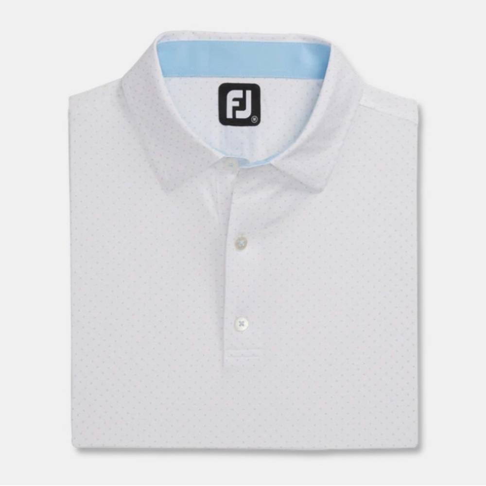 FootJoy Stretch Lisle Dot Print Self Collar Golf Shirt - Size L - NEW